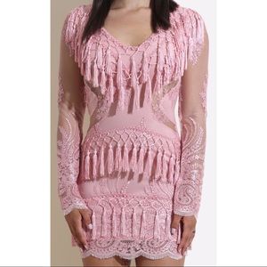 Tassel Mini Dress (blush pink is true to color)